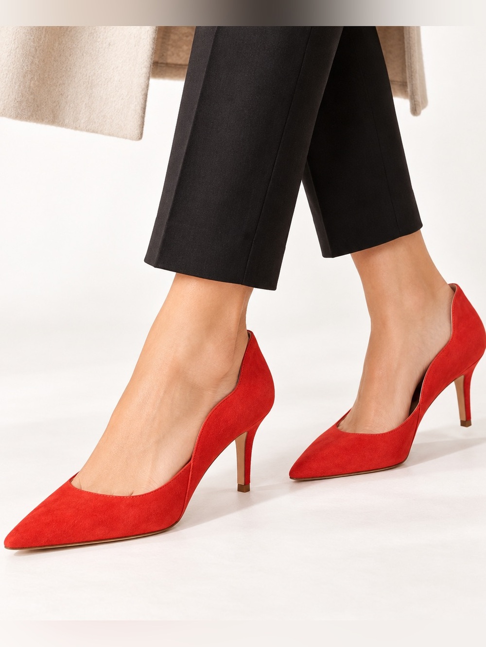 Boden Mid Wave Red Suede Pointed Toe Pumps US 10.5 MSRP $129